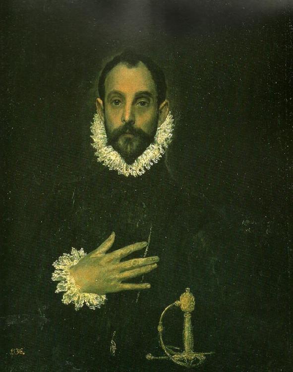 El Greco man with his hand on his breast oil painting image